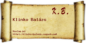 Klinko Balázs névjegykártya