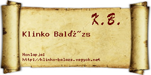 Klinko Balázs névjegykártya